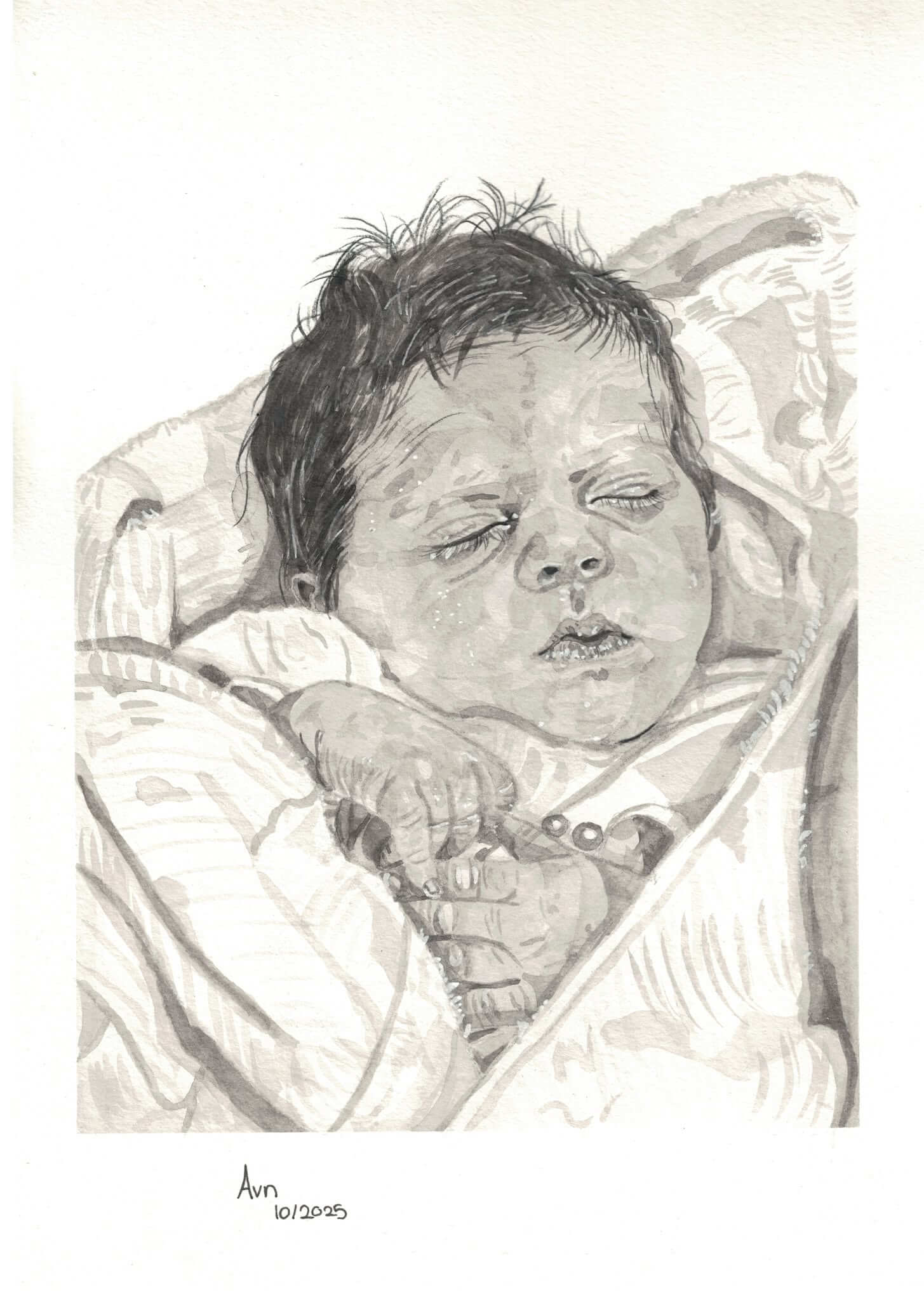 Aquarel tekening van een kind